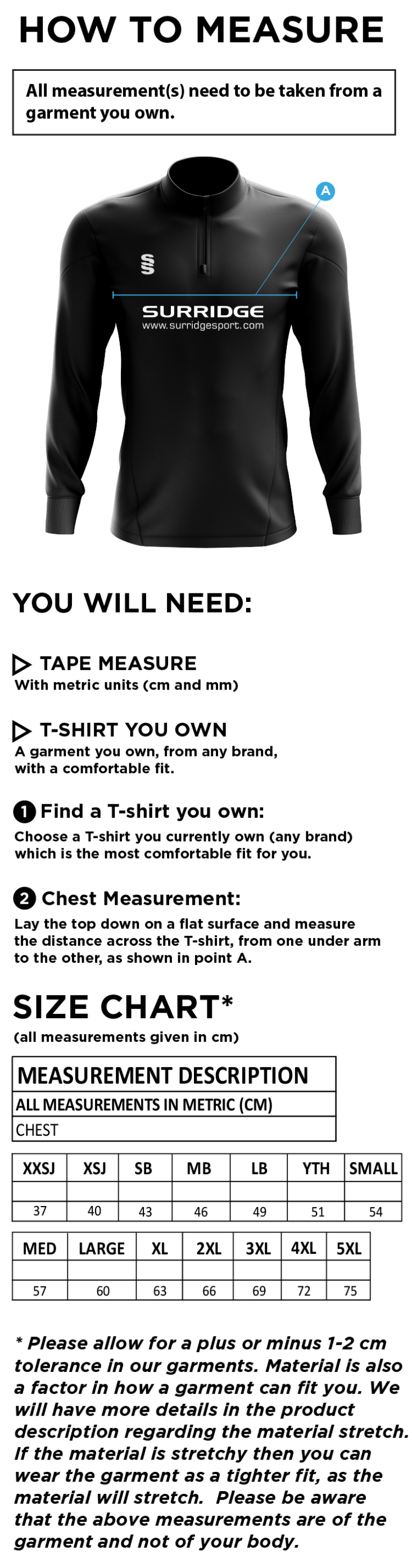 Bishops Cleeve Primary - Women's Blade Performance Top - Size Guide