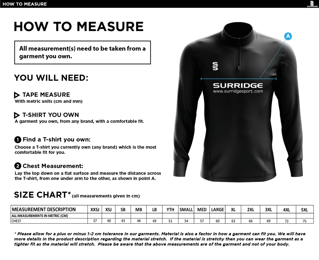 Badsey First School - Blade Performance Top - Size Guide
